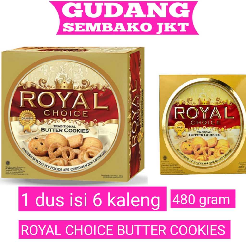 

biskuit royal choice butter cookies 480gram (1 karton isi 6 kaleng )