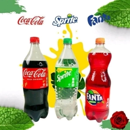 

Minuman sprite / cola / fanta 1Liter / 1.5 Liter / soft drink