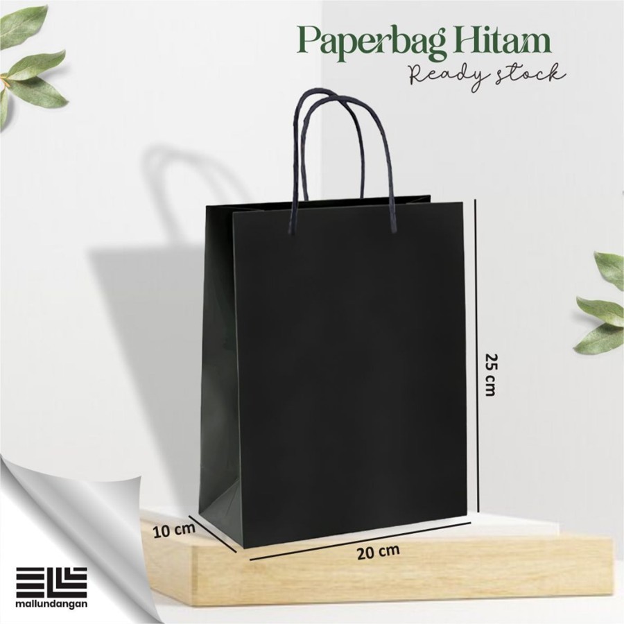

(12 PCS) PAPER BAG HITAM POLOS - TAS SOUVENIR PERNIKAHAN 20 x 25 x 10 LUSINAN