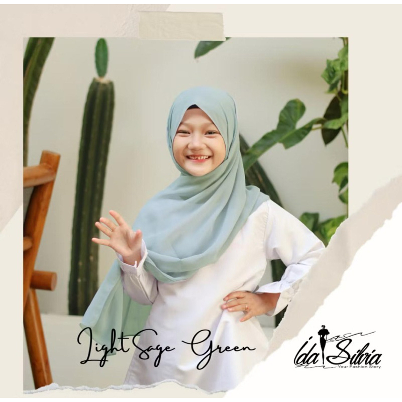 Hijab Pashmina Ceruty Polos Anak By Widya