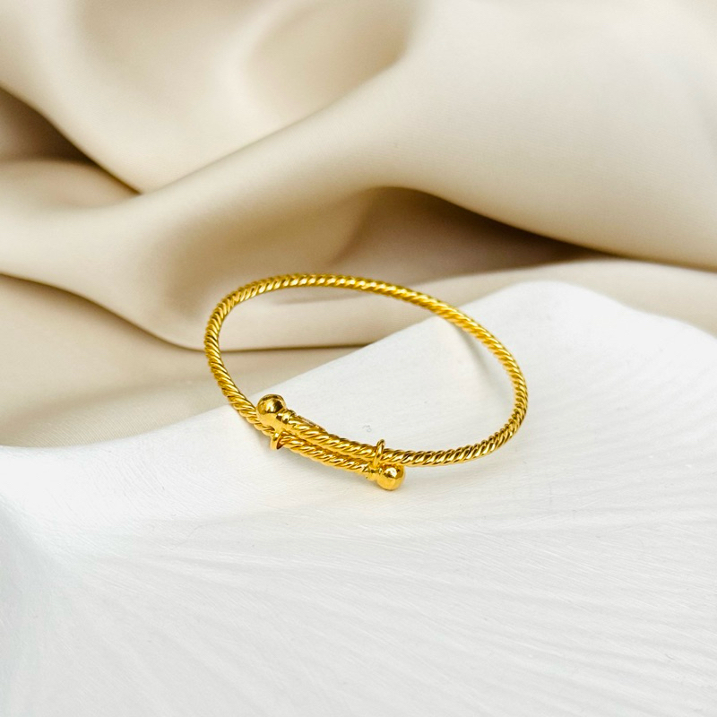 Gelang Bayi Model Tali Plintir Emas Asli Kadar 700 16K