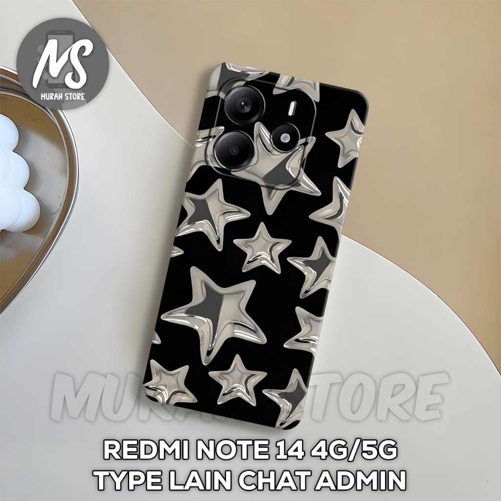 softcase karet XIAOMI REDMI NOTE 14-MS44 Motif STAR -case Hp redmi note 14- Silicon -Pelindung Hp