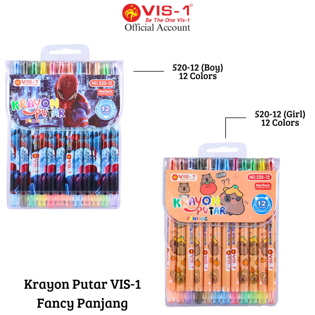 

VIS-1 - Krayon Putar Fancy 12 Warna Panjang / 12 Colors Twist Crayons