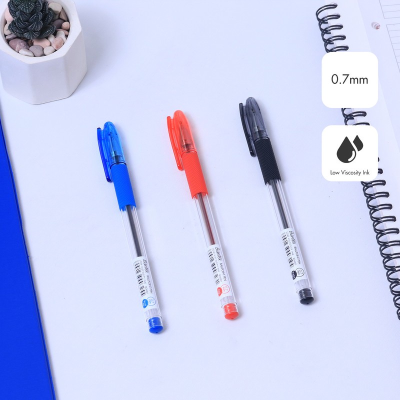 

[Omar Pasha Stationery] Bantex Ballpoint Pen / Pulpen 0.7 mm Tinta Black Viskositas Rendah Pegangan Karet Lembut BG6001