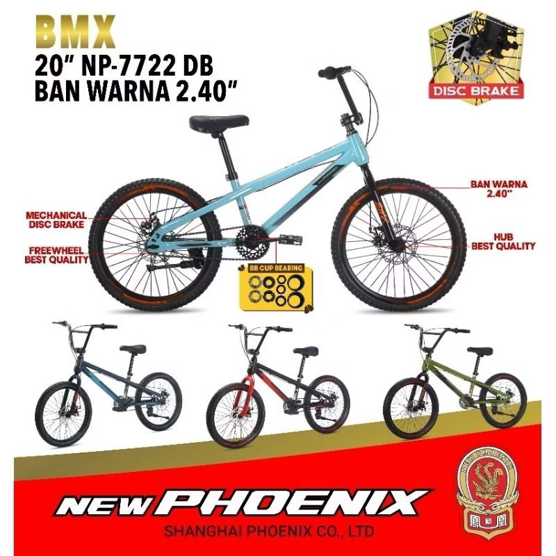 Sepeda BMX Ukuran 20 New Phoenix NP 7722 Ban 3.0 Jumbo Setir Oversize Murah Berkualitas / Sepeda Lak