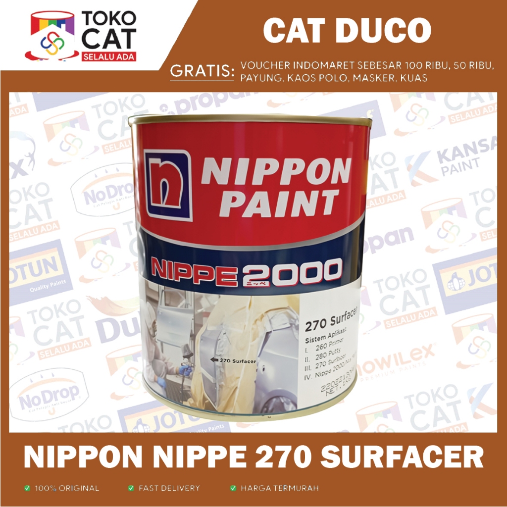 Cat Epoxy Nippe 2000 Epoxy Primer Surfacer Abu + Hardener 1L ABU / PUTIH // Kemasan Kaleng