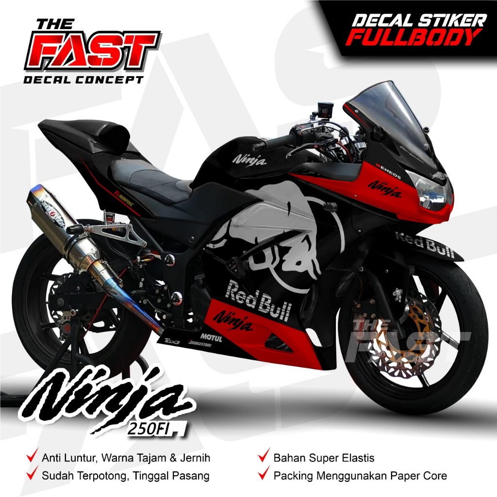 BISA COD Decal Sticker Ninja Karbu Fullbody REDBUL Decal stiker Ninja 250 Karbu / stiker Ninja full 