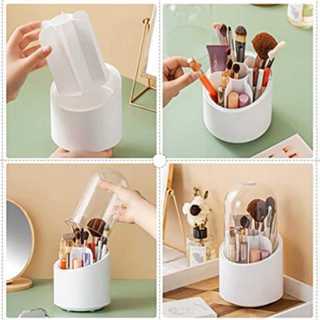 Tempat Make up putar 360 / wadah brush anti debu / Kotak Penyimpanan Kuas Make-up putar / tempat bru