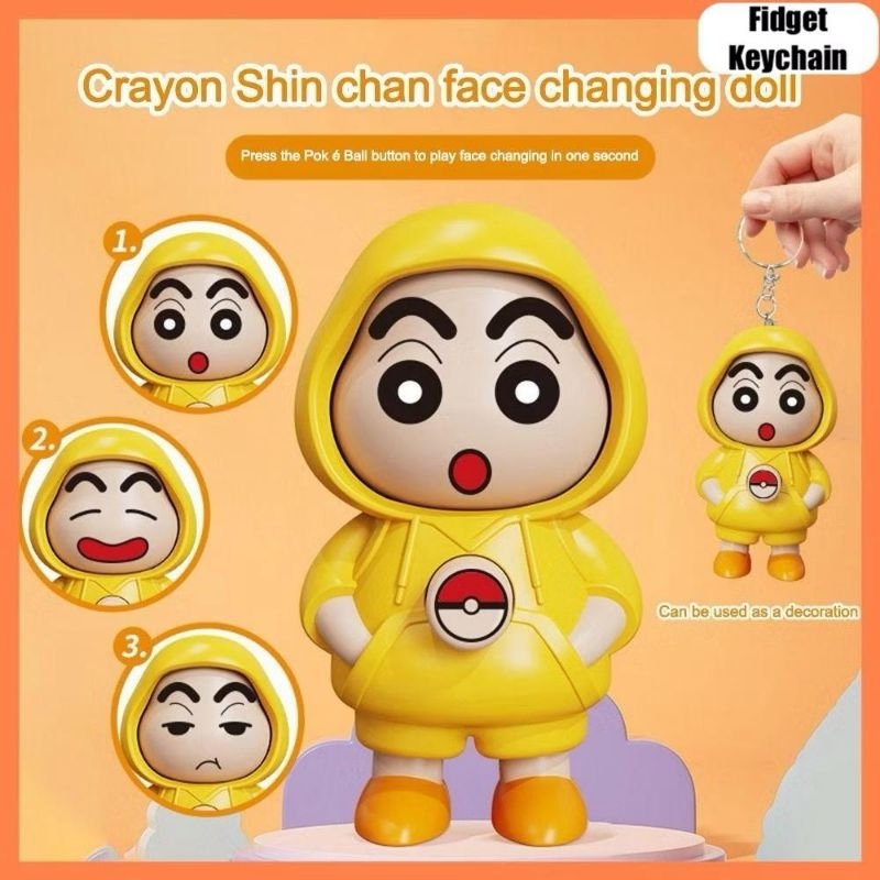 Mainan Shinchan Berubah Wajah Lucu Tas Sekolah Gantungan Kunci Shinchan Boneka Mainan Dekompresi fig