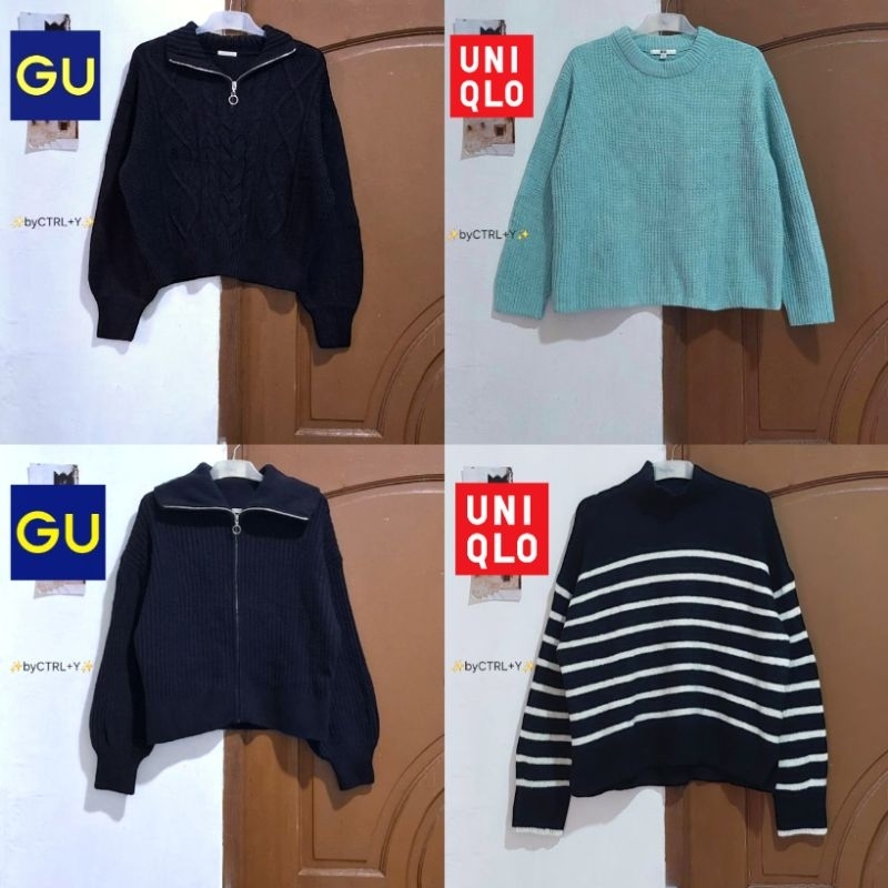 [PRELOVED] PART 2 -  BLUE NAVY CARDIGAN/ SWEATER RAJUT WARNA BIRU BABY BLUE NAVY VEST 2IN1 HALFZIP L