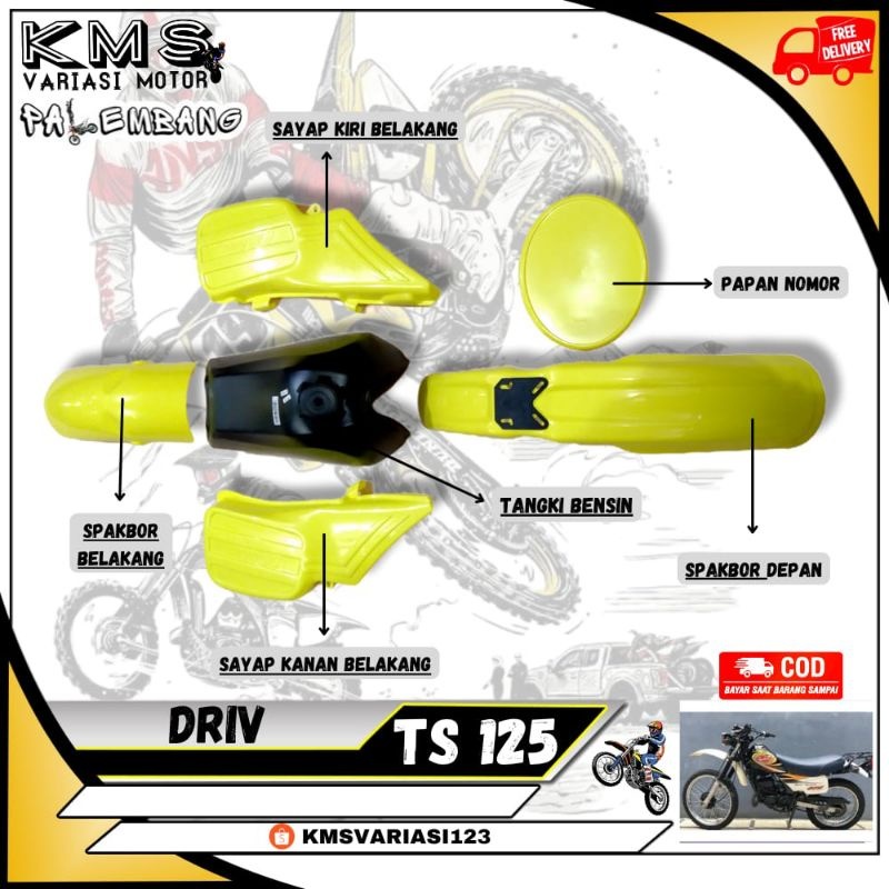 Cover Body Set Kit Trail Motocross Supermoto Model TS 125 Jadul Tanpa Jok