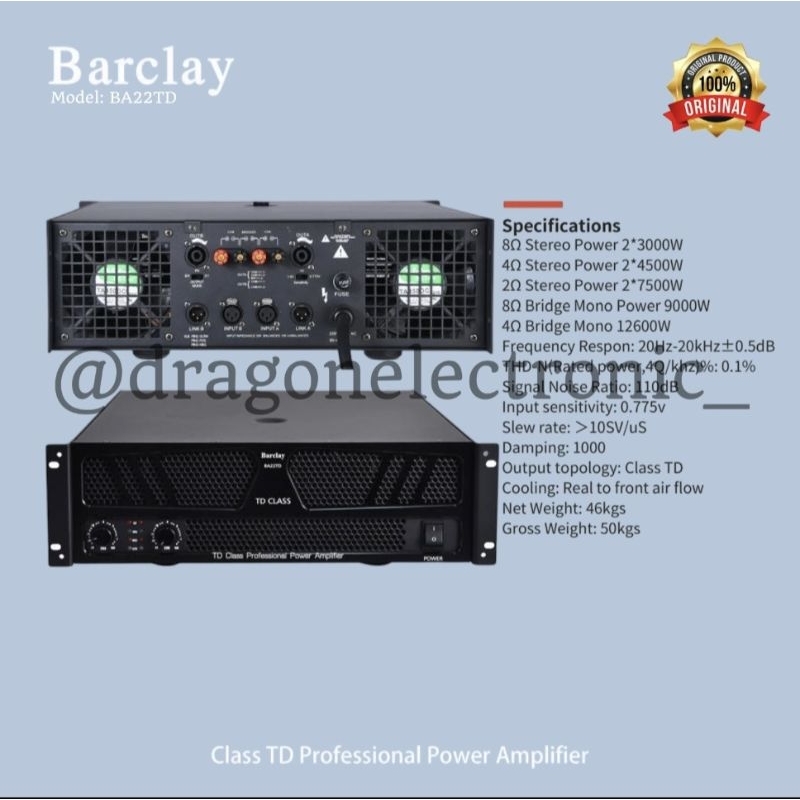 Power Amplifier Barclay BA22TD | BARCLAY BA 22 TD | Power TD Class | Original by Huper