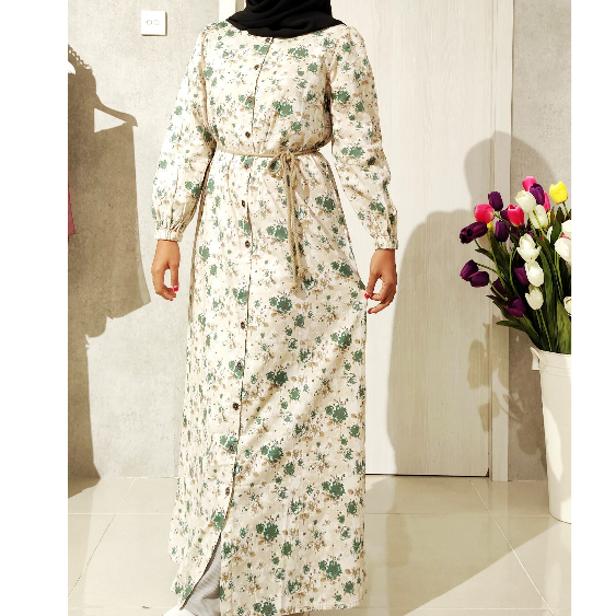 Expand Gamis Dress Wanita Bunga Putih BUY 1 GET 1