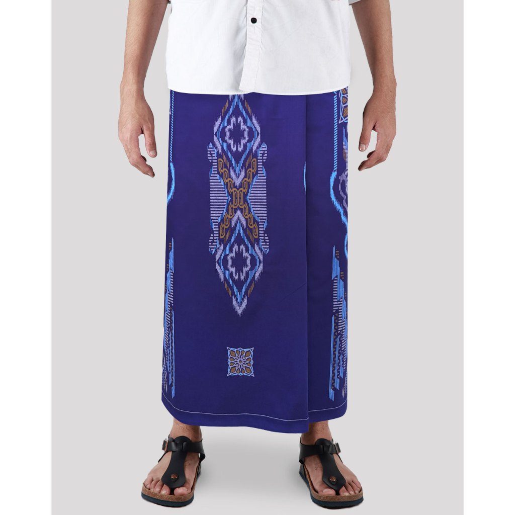 Sarung Mangga Gold Kembang DGW Biru Full GKDGW49