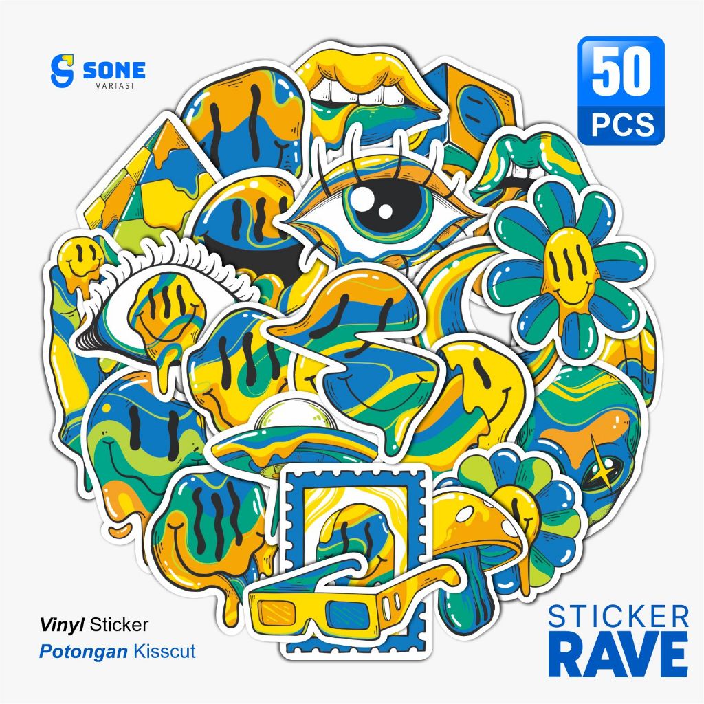 

Stiker RAVE Paper Vinyl Waterproof Sticker Laptop Thumbler Case Handphone Helm