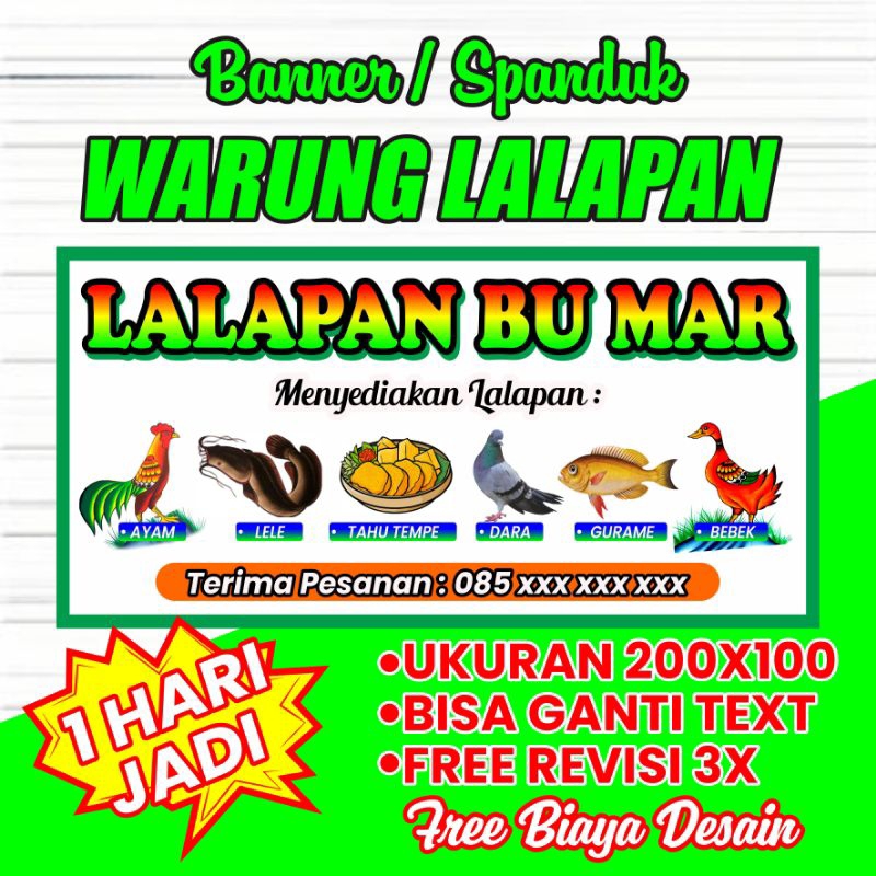 BANNER SPANDUK WARUNG LALAPAN TERMURAH DESAIN CUSTOM