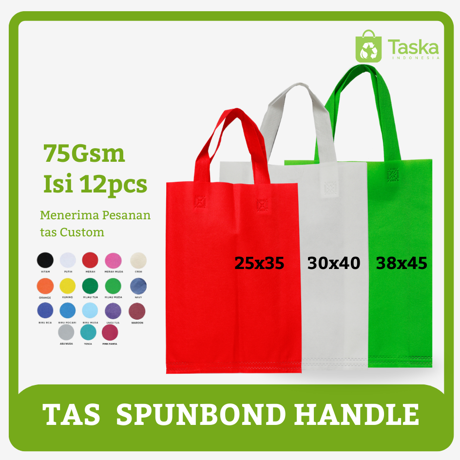 

Taska - Tas Spunbond Handle 75Gsm isi 12pcs Tebel Tas Belanja Tas Souvenir Tas Sembako Goodie Bag Besar