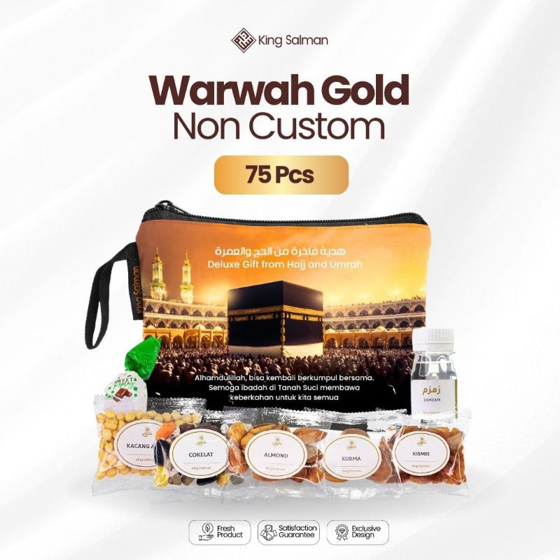 

Paket Hadiah Umroh & Haji Premium - King Salman Gift | MARWAH GOLD 75 PCS Pouch Non Custom