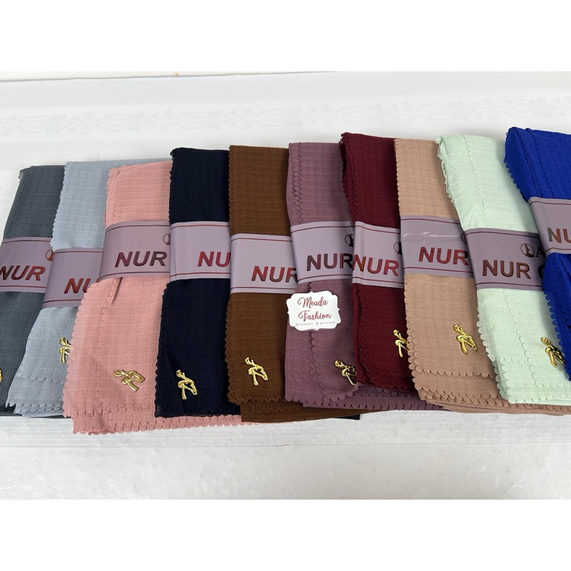 Hijab Segiempat Waffle Azara Laser cut Nur Check premium || Jilbab Wafle kotak motif segiempat AZara