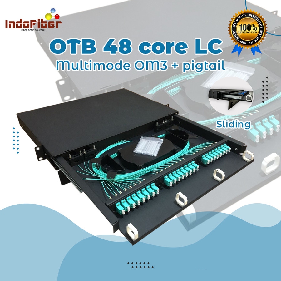 Indofiber OTB 48 core LC Multimode OM3 rackmount sliding rail + Pigtail / OTB 48 port LC Multimode O