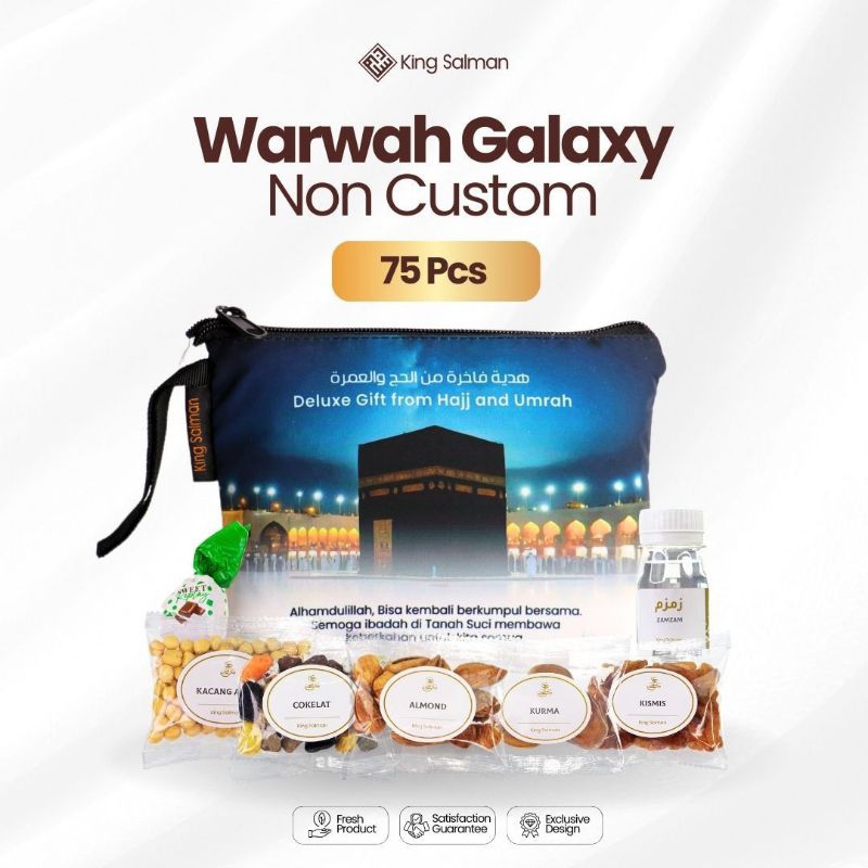 

Paket Hadiah Umroh & Haji Premium - King Salman Gift | MARWAH GALAXY 75 PCS Pouch Non Custom