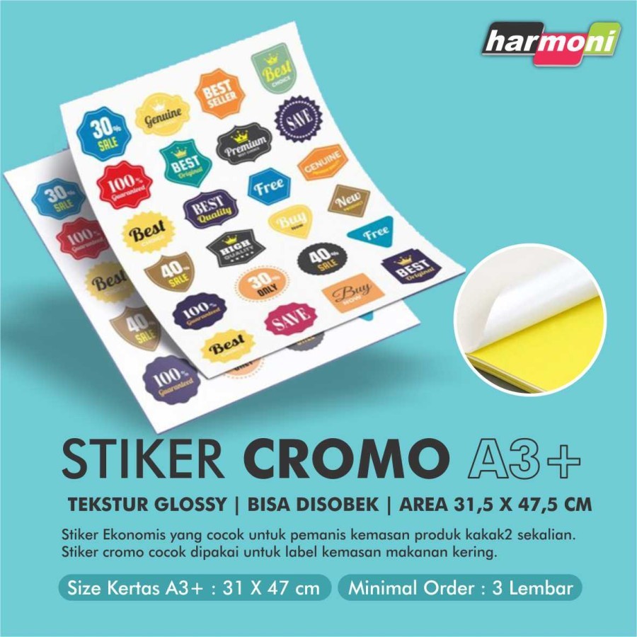 

CUSTOM STIKER CROMO - CUSTOM UKURAN - CUSTOM DESAIN - HIGH RESOLUSI - MENYESUAIKAN DENGAN KEBUTUHAN