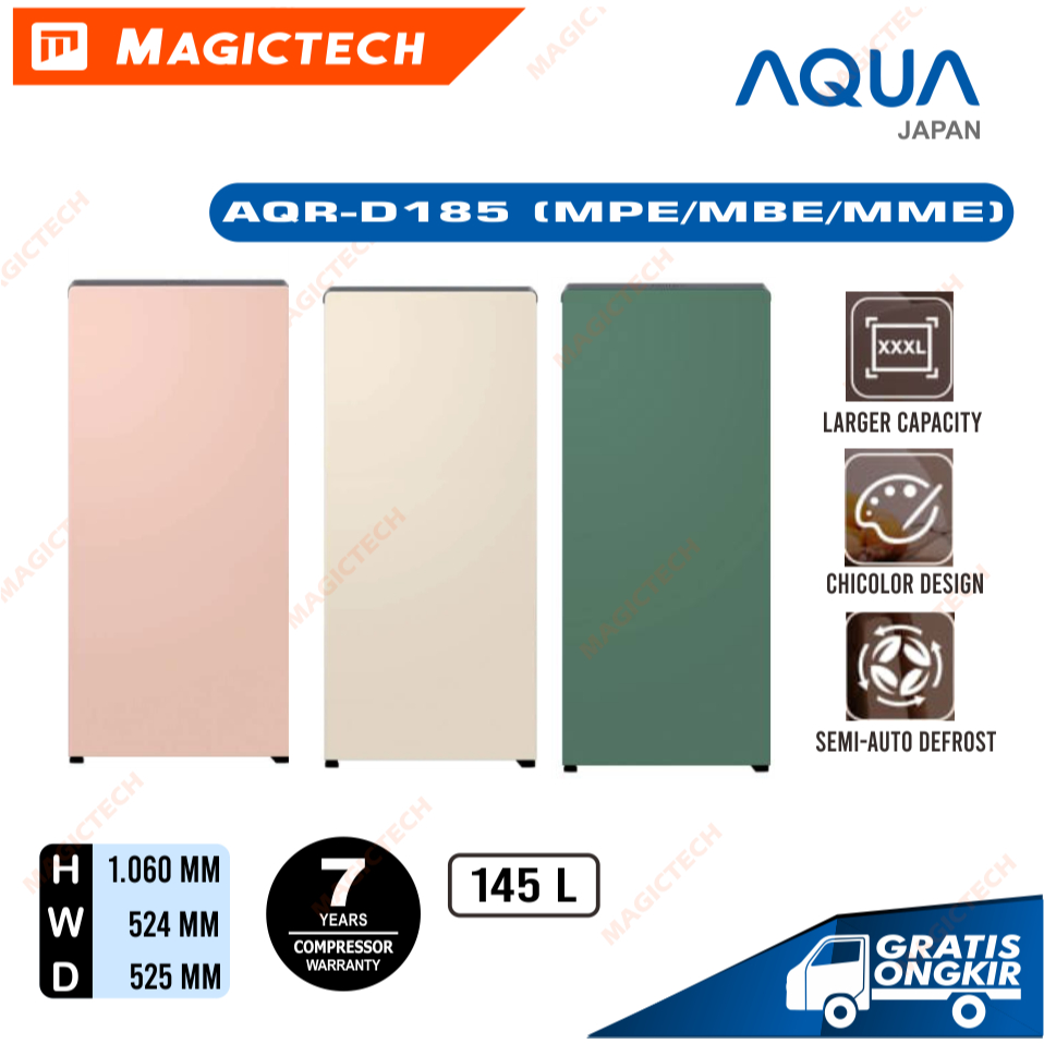 Kulkas AQUA 1 Pintu AQR-D185 (MME/MBE/MPE) -145L