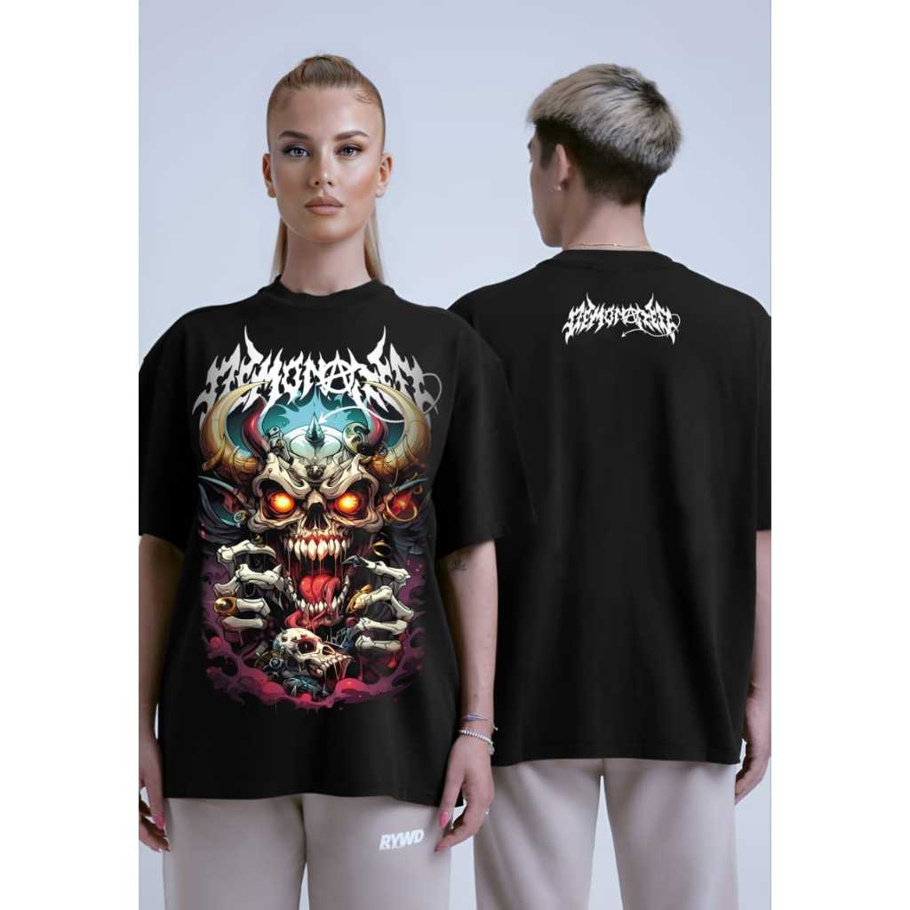 T-Shirt Tengkorak Pria Momonorth Baju Kaos Oversize Tengkorak Pria Wanita Kekinian Terbaru Murah Uni