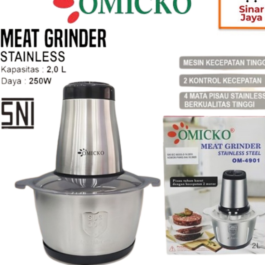 KI3 OMICKO OM491 Chopper Blender Daging  Meat Grinder 2 Liter Stainless