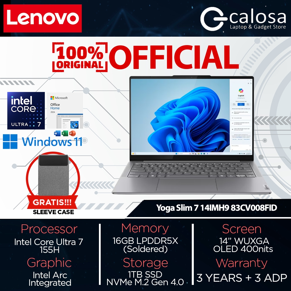 Lenovo Yoga Slim 7 14IMH9 83CV008FID Ultra 7 155H RAM 16GB SSD 1TB SSD 14″ WUXGA OLED Touch Windows 