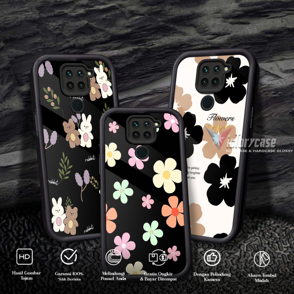 Softcase Glass kaca untuk REDMI NOTE 9 NOTE 10X FLWR Casing Handphone Case Procamera