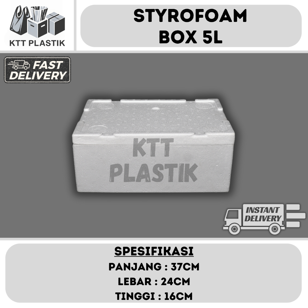 [Instant] Styrofoam Box 5 Liter - Kotak Styrofoam Pendingin Ikan Makanan Es Batu 37x24x16