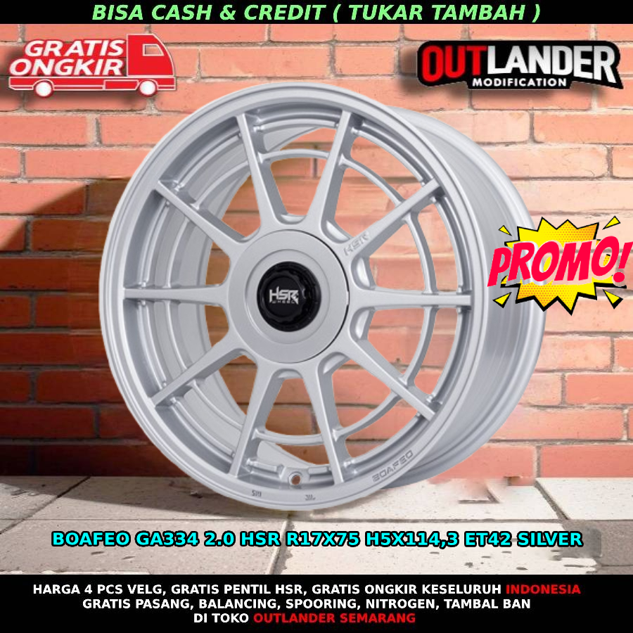 Velg Mobil Ring 17 Accord Alphard Civic Innova Rush HSR Boafeo R17 Silver / Velg Mobil Xpander R17