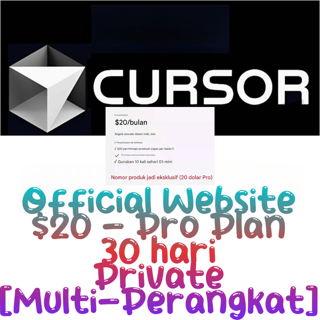 Langganan Harian Cursor Pro Premium 30 Hari - Akun VIP, Fitur AI Unlimited, Bantu Coding, Auto Compl