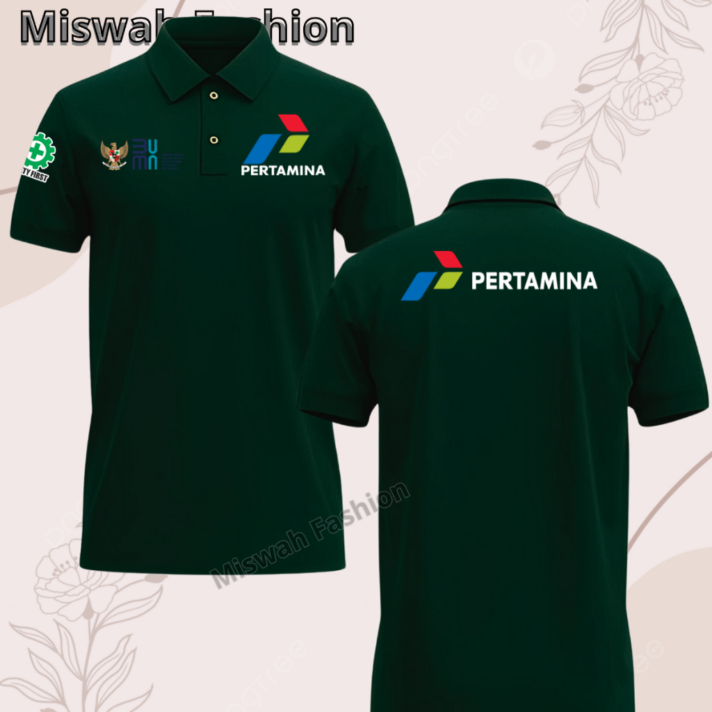 Poloshirt Lengan Pendek Pertamina BUMN Premium Kaos Polo Berkerah Pria dan Wanita Dewasa Logo Sablon