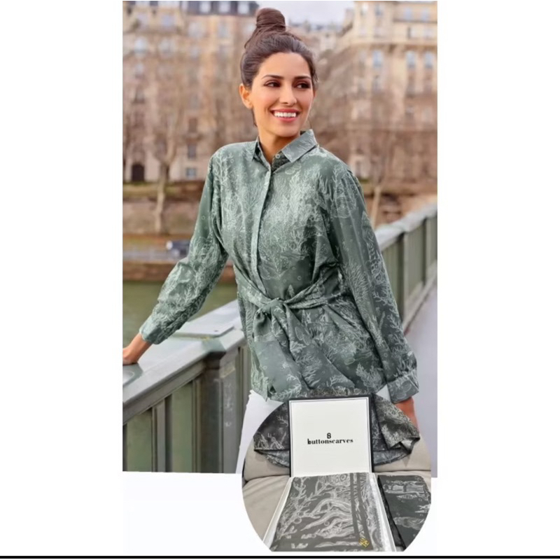 Benang Jarum el Mar Minorca Shirt with Belt dan Buttonscarves Elmar in Seaweed (PL)