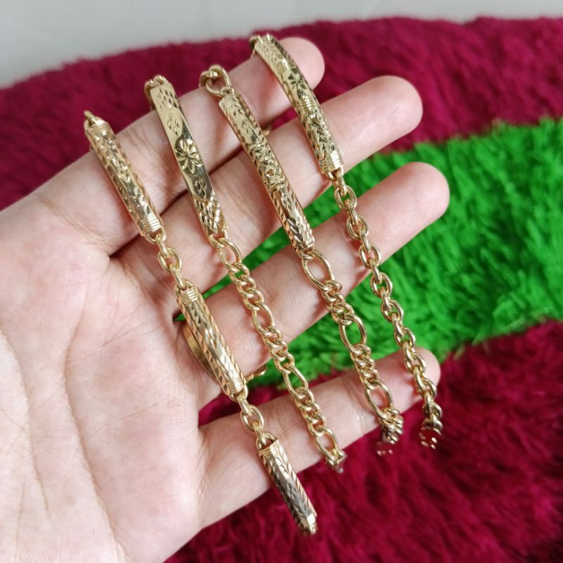 Gelang plat Swasa rantai tiga satu dan nori