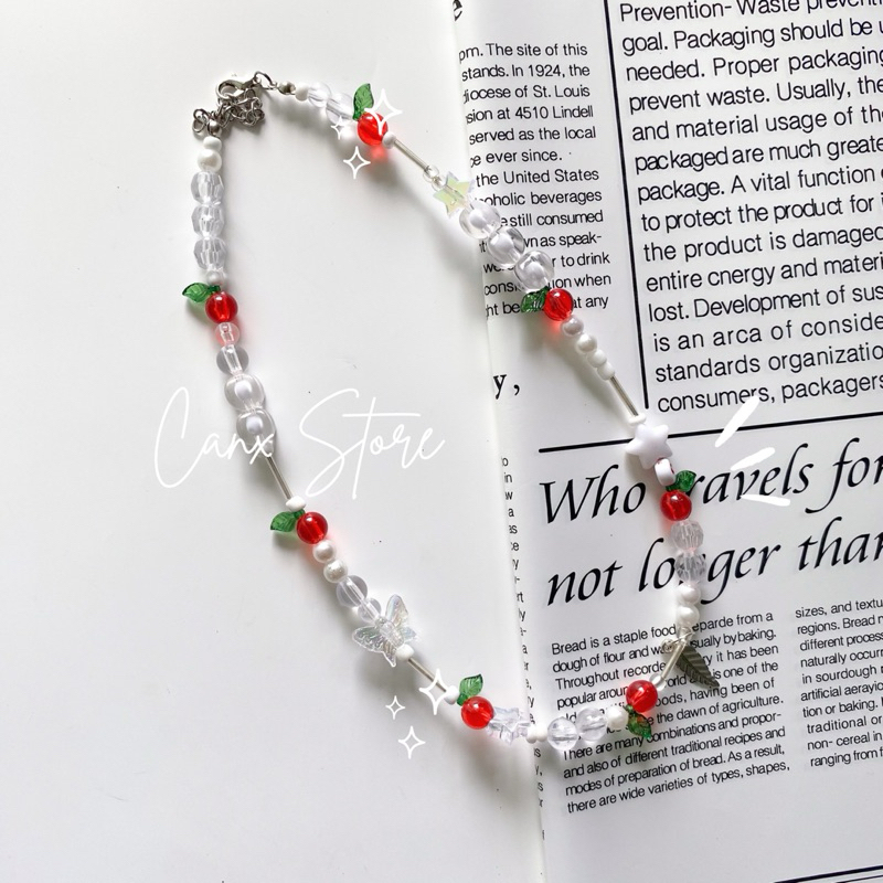 Kalung manik beads necklace buah apel cute handmade