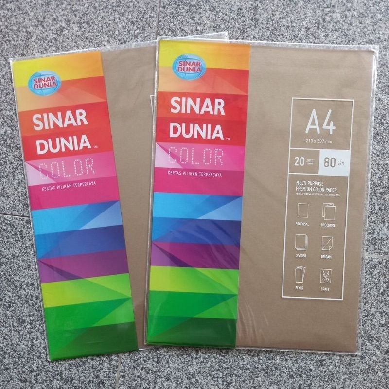 

Kertas warna COKLAT Uk. A4 / 80 Gsm / 20 lembar