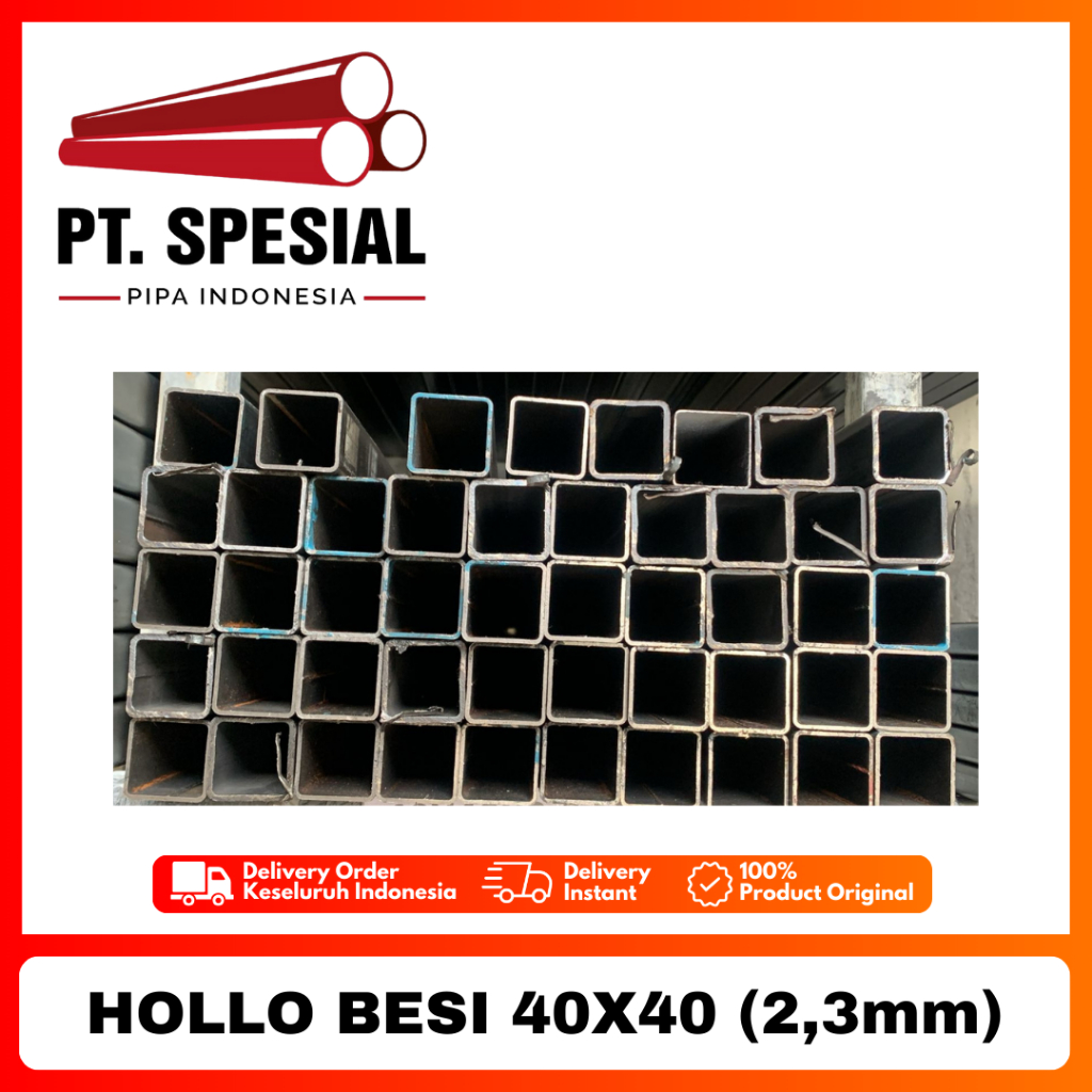 Besi Hollo 4x4 / Hollow Hitam / Hollo Besi 40x40 Tebal 2.3mm 100BTG - 08