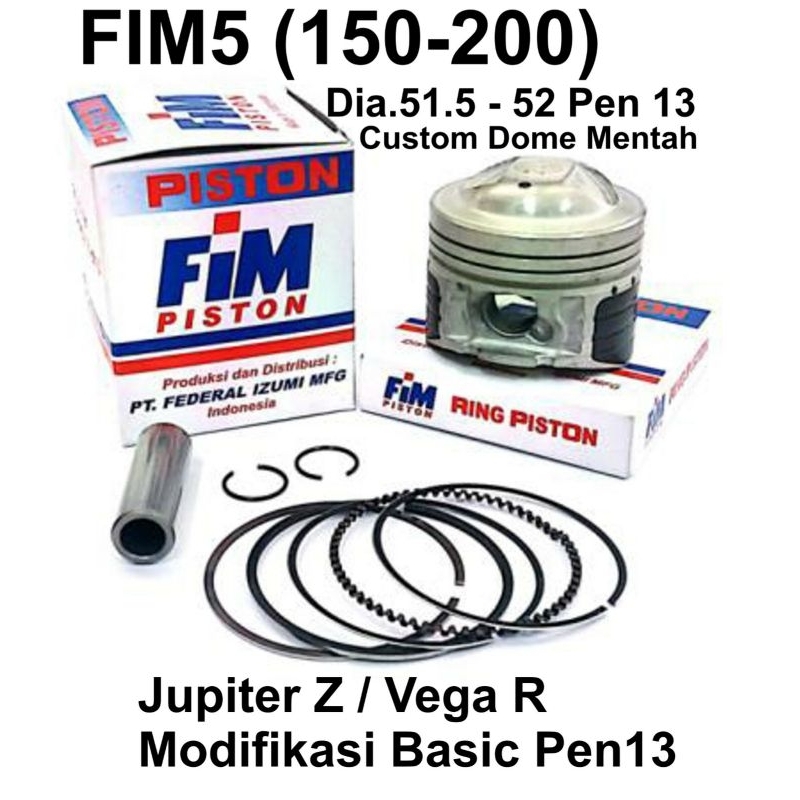 Piston Racing Fim5 Jupiter Z,Vega R Pen/Pin 13 Custom Dome Mentah Diameter 51.50 52 mm