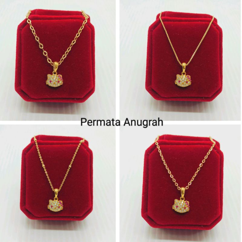 KALUNG PERAK ASLI 925, KALUNG ANAK + LIONTIN HELLO KITTY, BISA DIJUAL KEMBALI