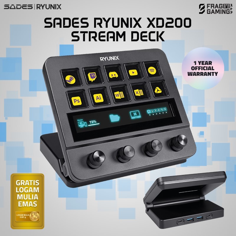 Sades Ryunix XD200 / XD-200 Steamdeck Controller Detachable Type-C With Touchscreen Panel