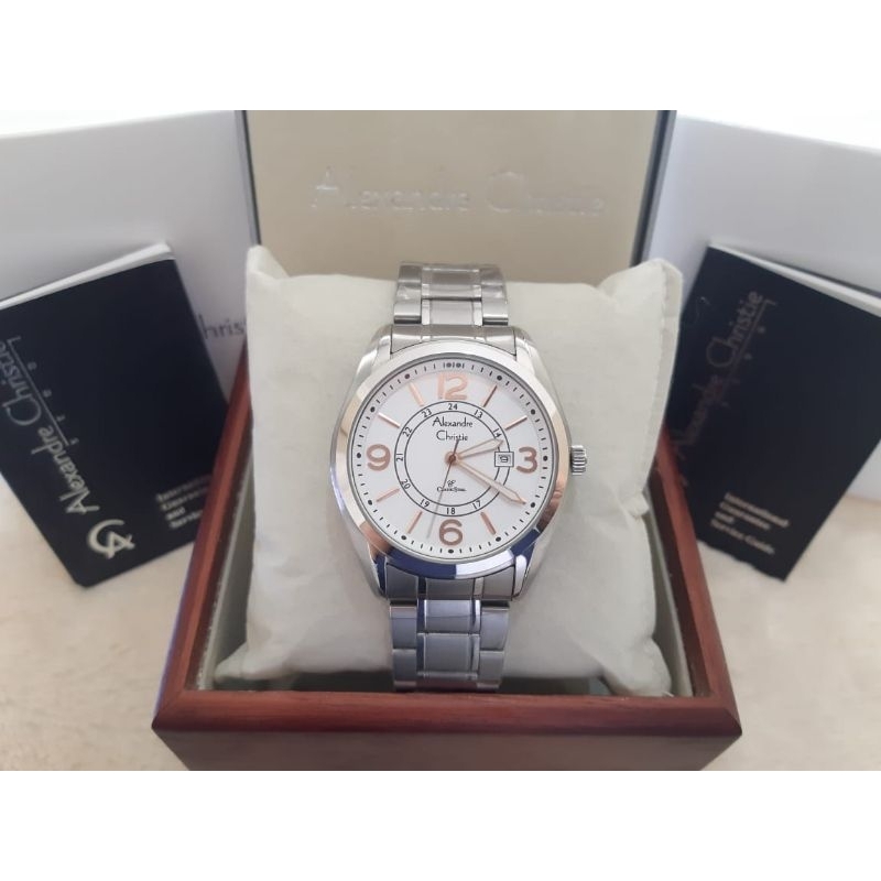 Jam Alexandre Christie cowok AC 8449 MD silver Original