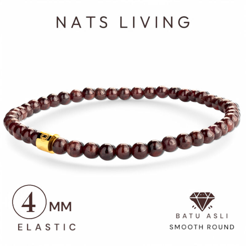 Nats Living - Gelang Batu Alam: Batu Garnet 4mm, Gelang Energizer untuk Hidup Maksimal dan Berwarna