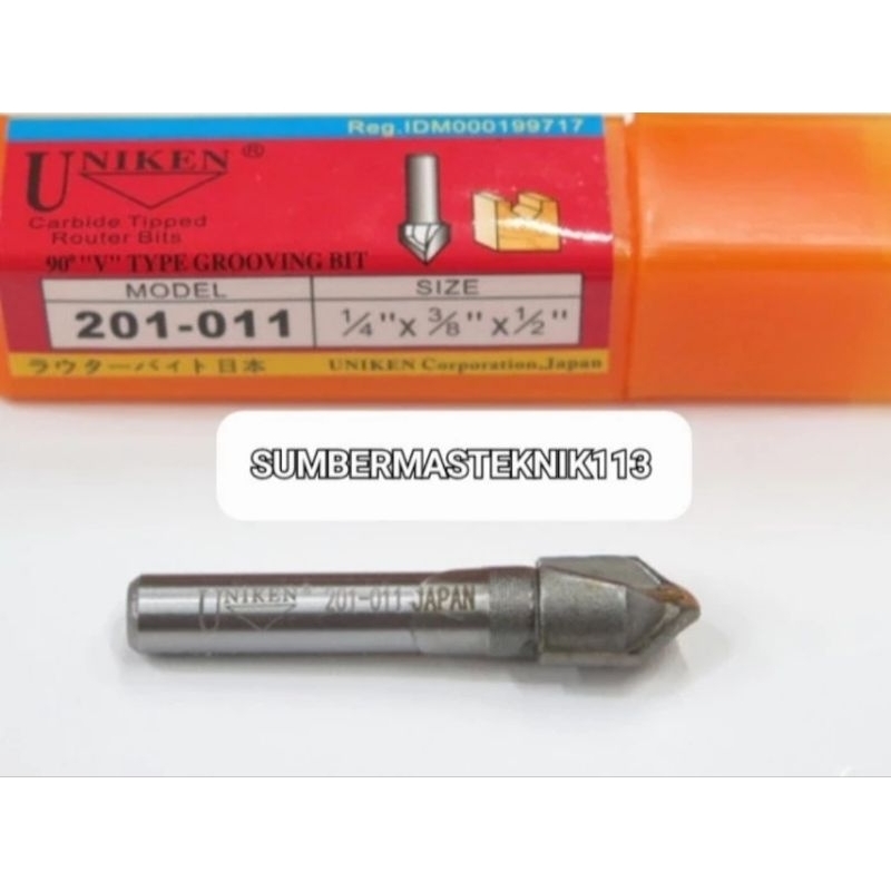 MATA PROFIL ACP 201-011 UNIKEN MATA ROUTER V GROOVE 10MM MATA TRIMER MATA ACP 1/4" X 3/8" 201 011 UN