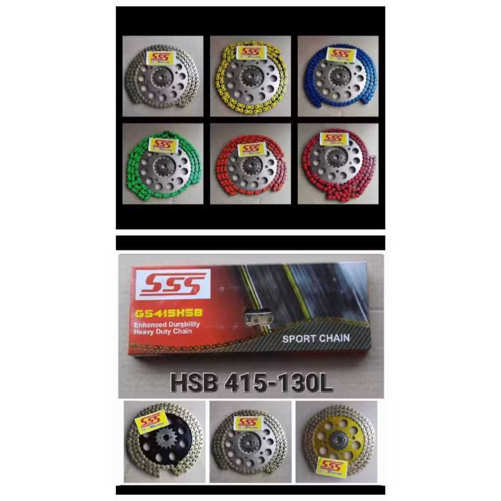 GEAR GIR SET SSS RACING RANTAI WARNA 415 UNTUK MOTOR CB-150 / CBR-150 / VERZA / SONIC / TIGER / GL-S