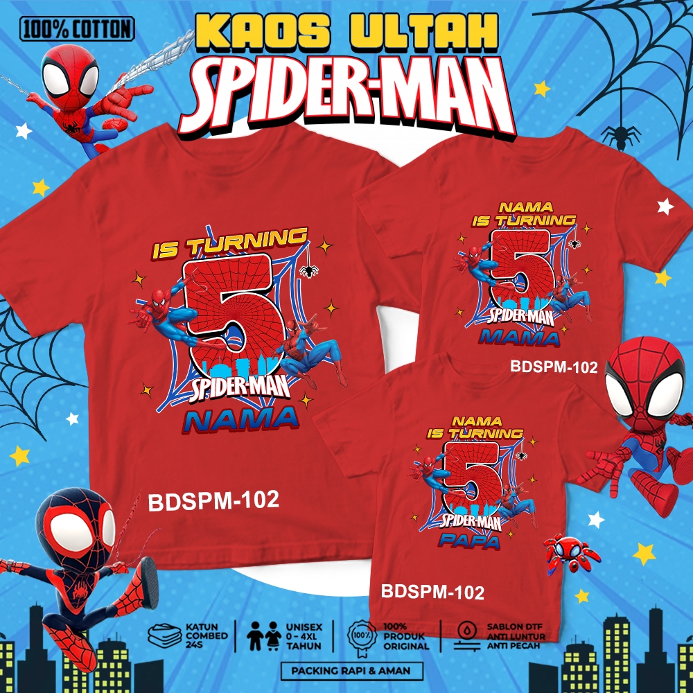 kaos ulang tahun couple family | kaos ulang tahun anak | kaos couple keluarga birthday Spiderman