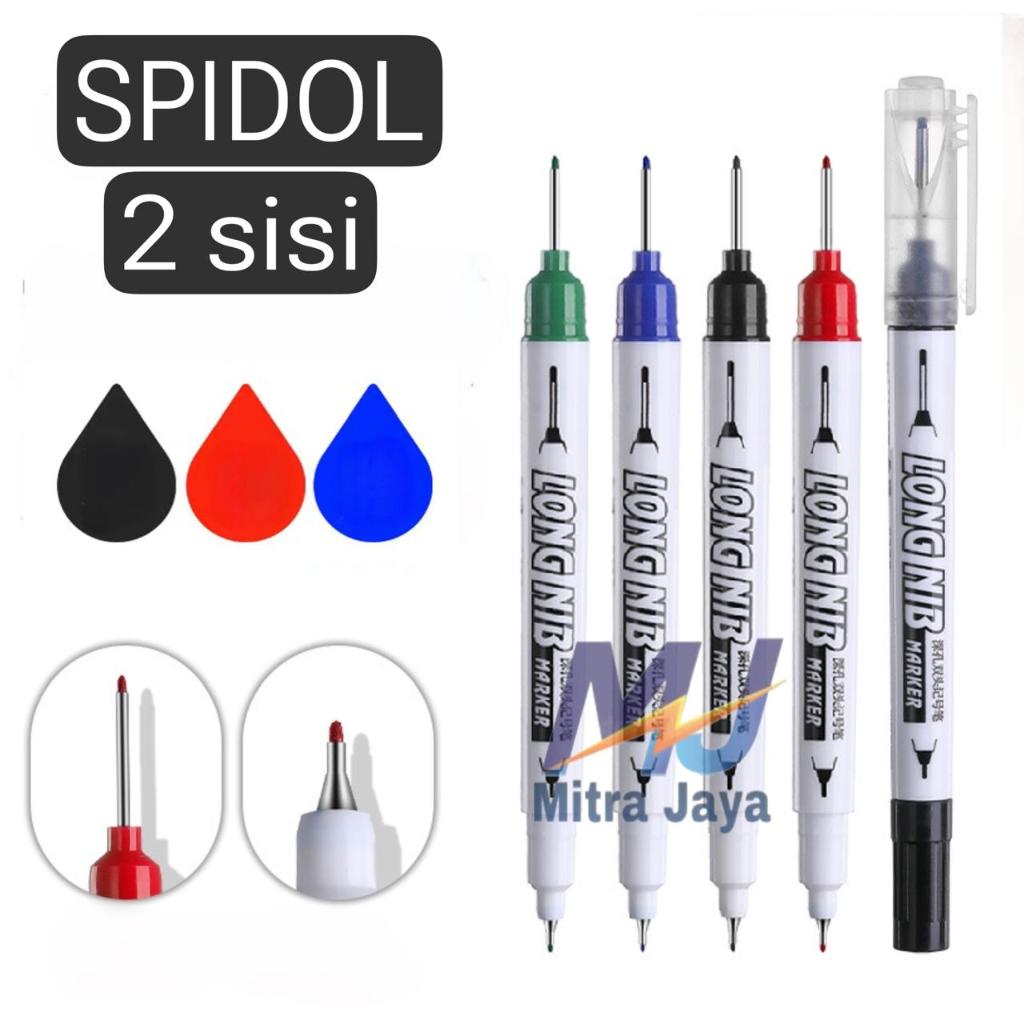 

3 pcs Spidol Tukang 2 Sisi Spidol Kepala 2 Spidol Permanen Panjang Long Nib Tip Marker Pulpen Tulisan Serbaguna Spidol Bangunan Spidol