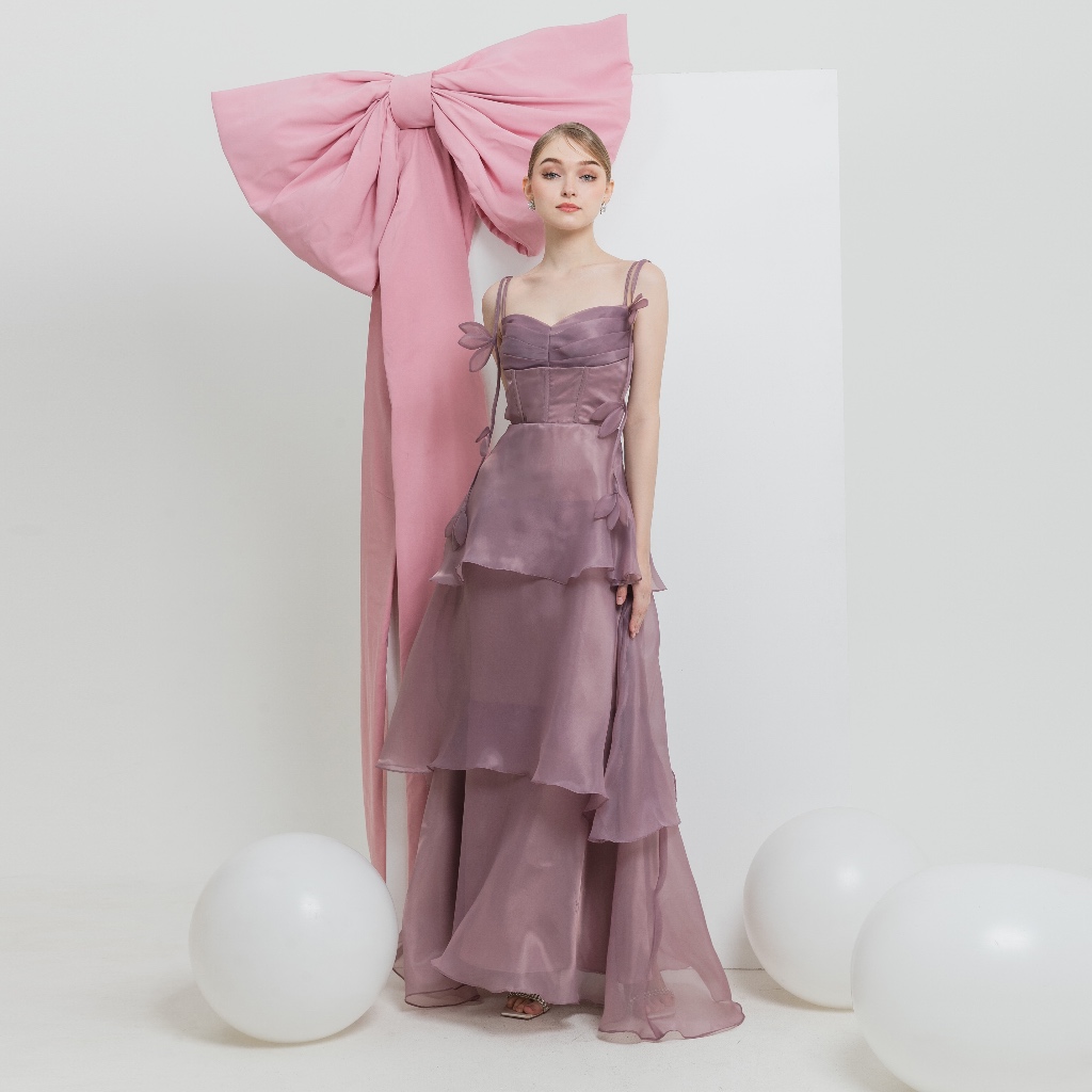 COMA LABEL - Fiore Dress in Mauve Pink & Bronze // dress organza / gaun organza / dress pesta / part